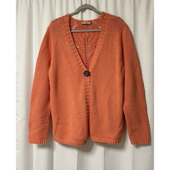 Soft Surroundings Sweaters - Soft Surroundings Cardigan Sweater Open Knit Coral Orange Womens 1X